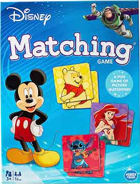 Disney matching game with Mickey Mouse, Winnie the Pooh, Ariel, Stitch, and Buzz Lightyear