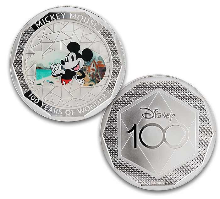 Disney100 silver-plated proof with Mickey Mouse