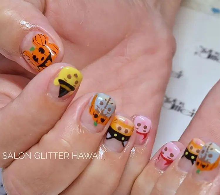 Winnie the Pooh Halloween nails