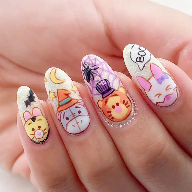 Cute Winnie the Pooh Halloween nails