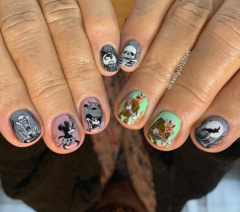 Disney Silly Symphony Halloween nail design
