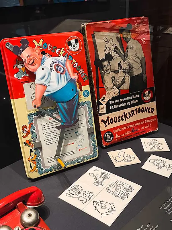 Mousekartooner drawing set featuring Roy Williams as seen at The Walt Disney Family Museum in San Francisco.