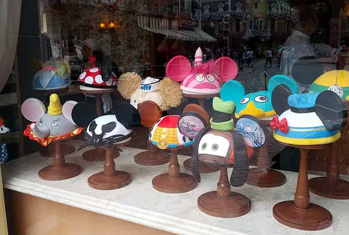Disneyland shop with Mickey hats in the window