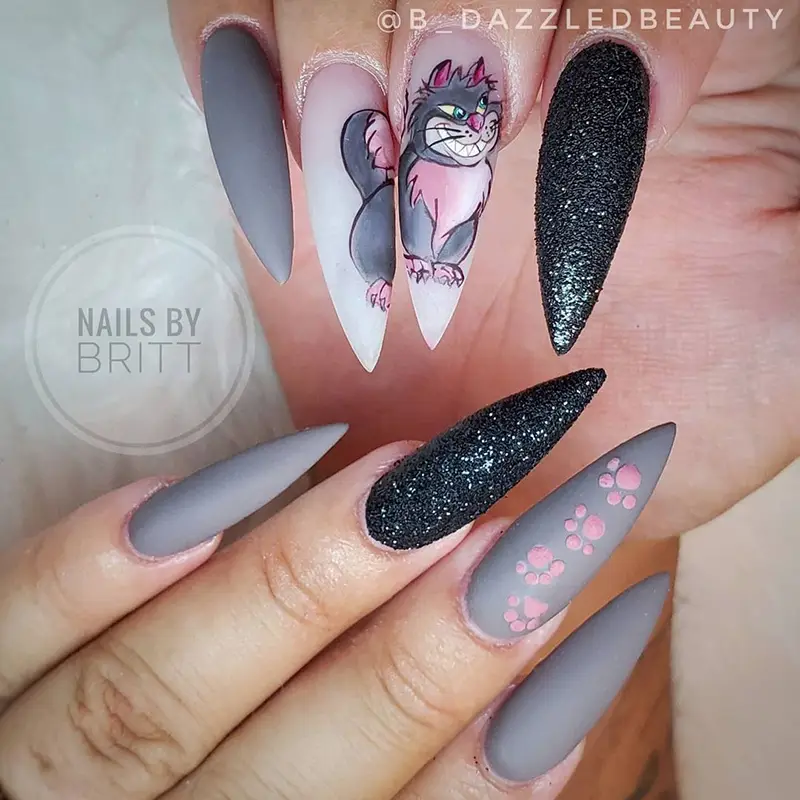 Lady and the Tramp's Lucifer nail art