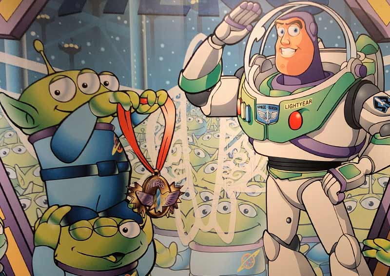 Buzz Lightyear and Toy Story aliens.