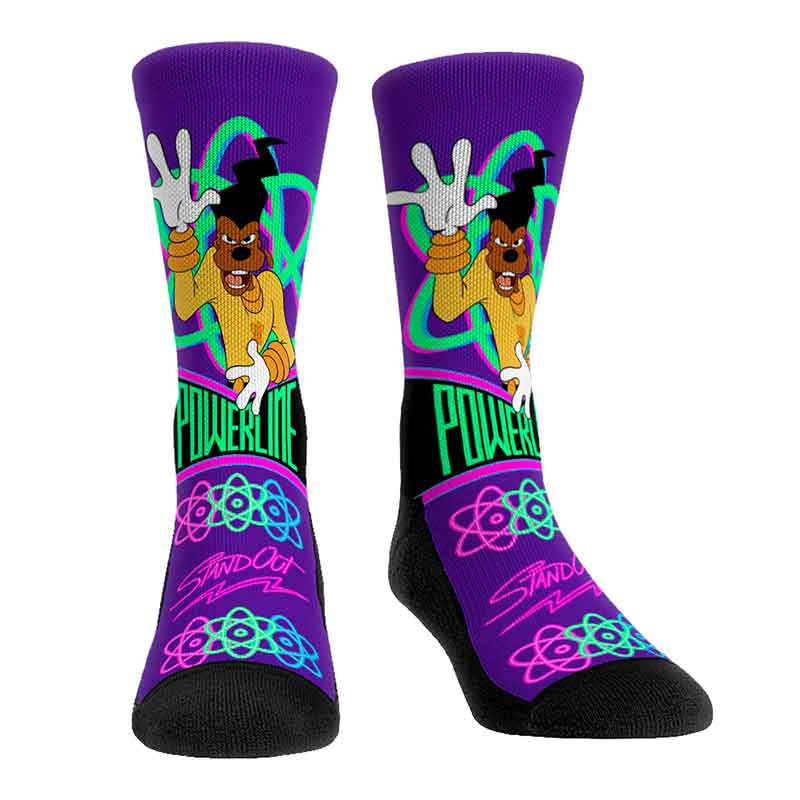 A Goofy Movie novelty socks featuring Powerline