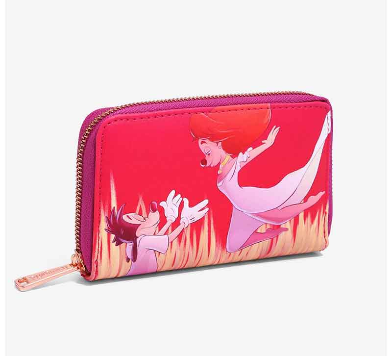 A Goofy Movie wallet featuring Roxanne jumping into Max's arms