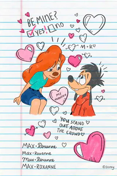 A Goofy Movie iPhone wallpaper featuring Max and Roxanne