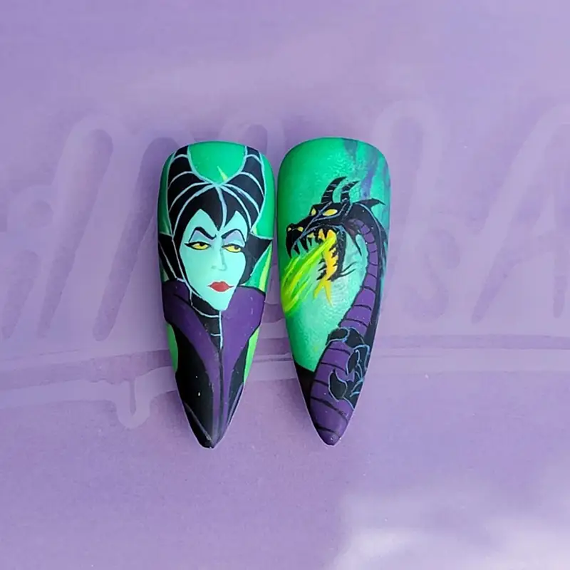 Maleficent portrait and the dragon nail art