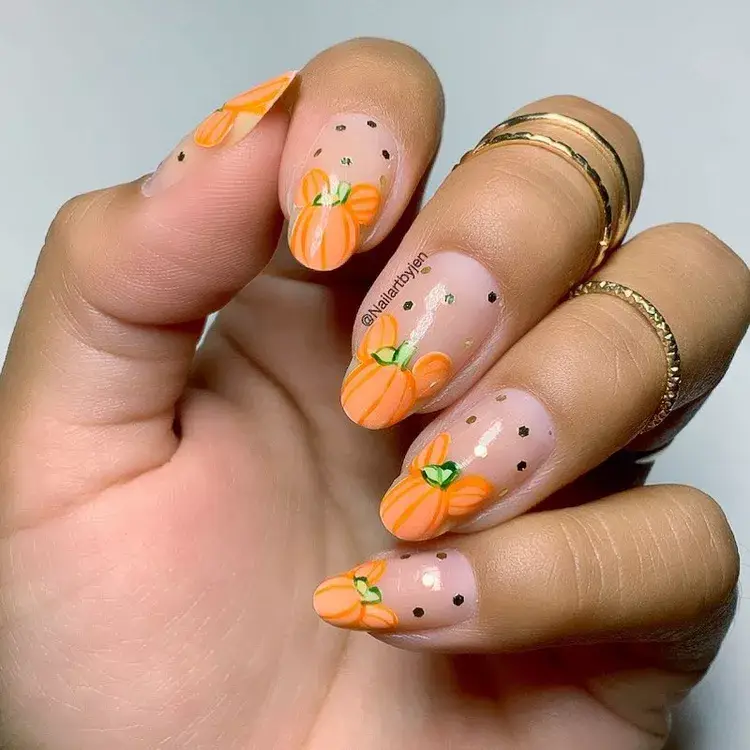Mickey pumpkin nails