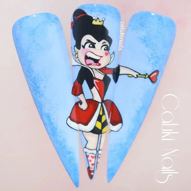 Chibi Queen of Hearts nails