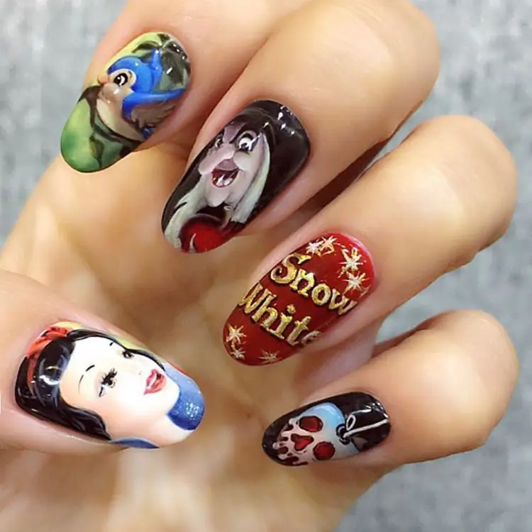 Snow White nails for Halloween