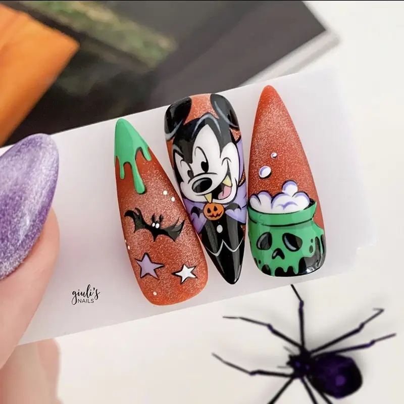 Vampire Mickey Mouse nail art