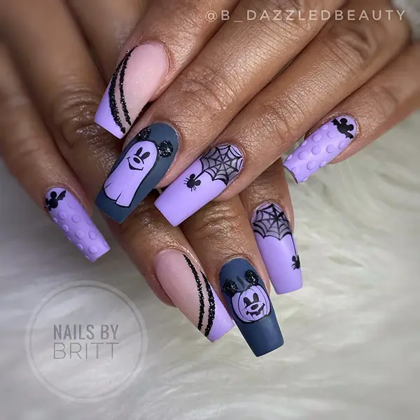 Purple Disney Halloween nails