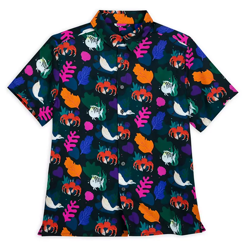 The Little Mermaid aloha style shirt with fish and crabs