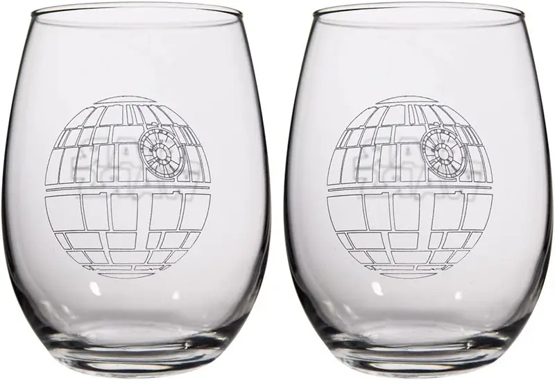 Star Wars Death Star stemless wine glasses