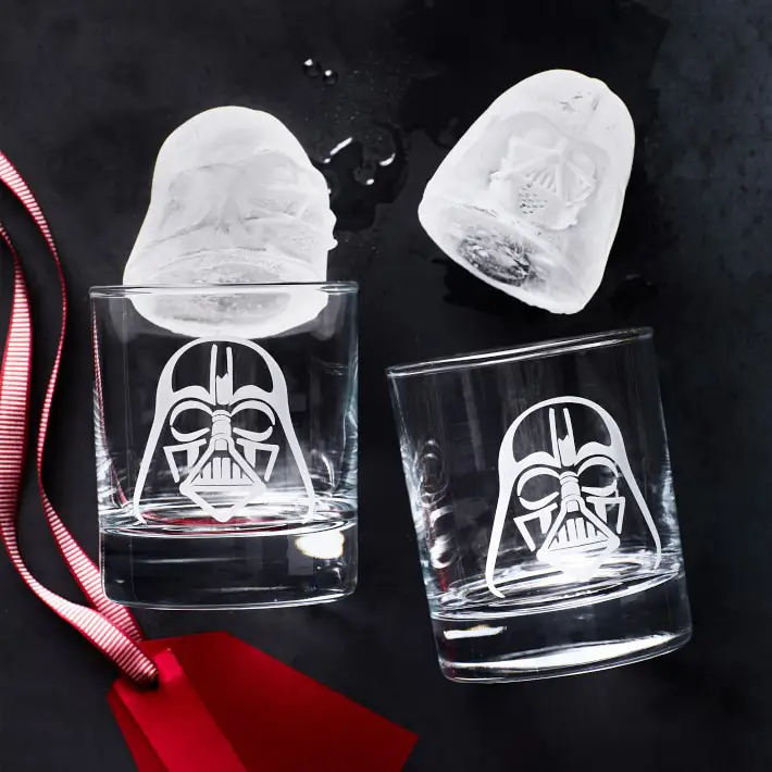 Star Wars glasses featuring Darth Vader etched design