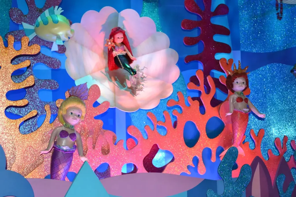 Ariel and her sisters in the small world ride at Hong Kong Disneyland. 