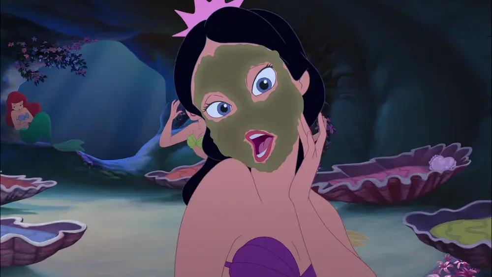 The Little Mermaid’s Attina with a mud mask on her face.