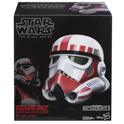 Box for Imperial Shock Trooper helmet from Hasbro's Star Wars Black Series line of helmets