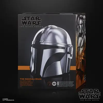 The box for the Mandalorian Star Wars Black Series helmet