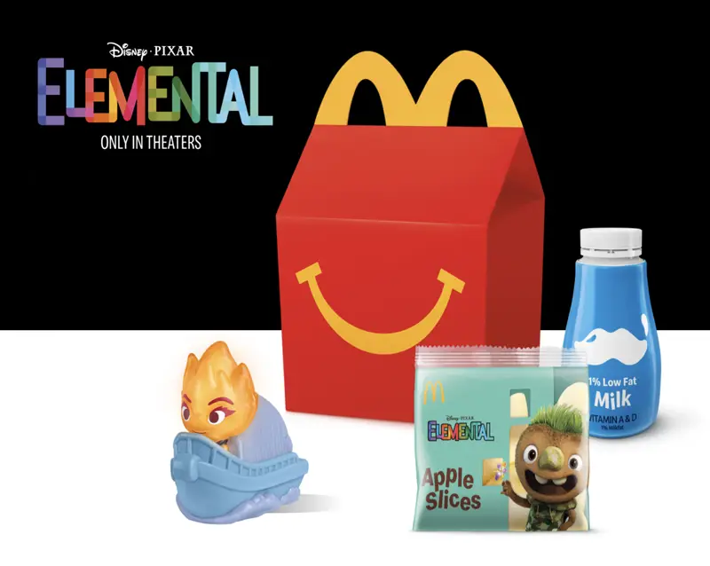 McDonald's Happy Meal with Pixar Elemental toy.