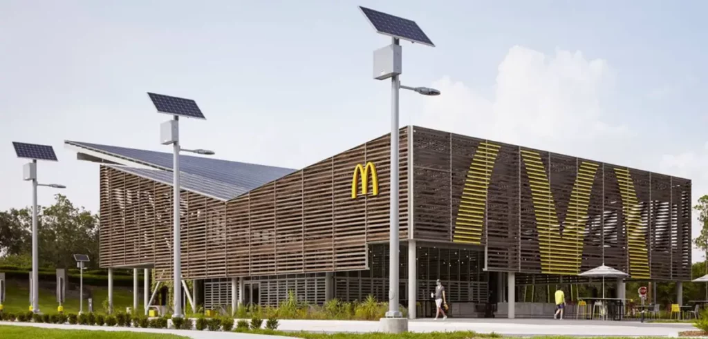 Sustainable McDonald's in Orlando with solar panels