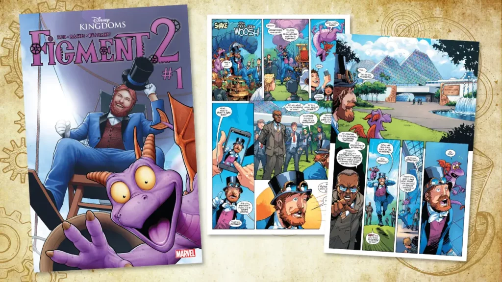 Disney Kingdoms: Figment comic book cover and interior pages