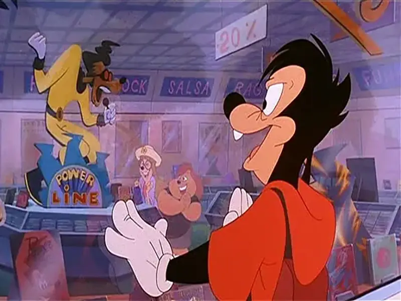 Max sees Powerline cardboard cutout at record store